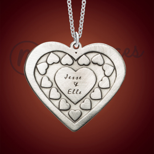 Antique Silver Heart Two Name Necklace For Couple Antique Silver Heart Two Name Necklace For Couple