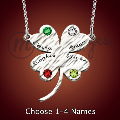 Silver Lucky Birthstone Name Personalized Necklace Silver Lucky Birthstone Name Personalized Necklace