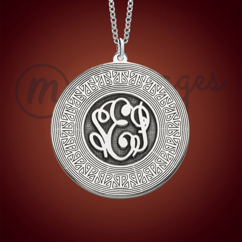 Round Silver Initials Personalized Necklace Round Silver Initials Personalized Necklace