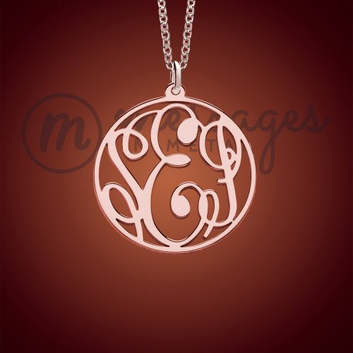 Rose Gold Monogrammed Circled Personalized Necklace Rose Gold Monogrammed Circled Personalized Necklace