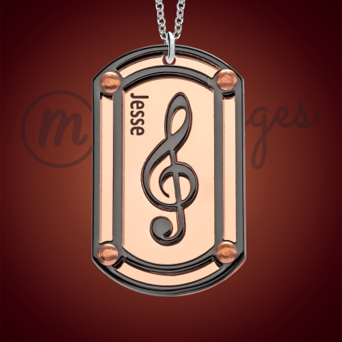 Copper Musical Note Necklace With Name