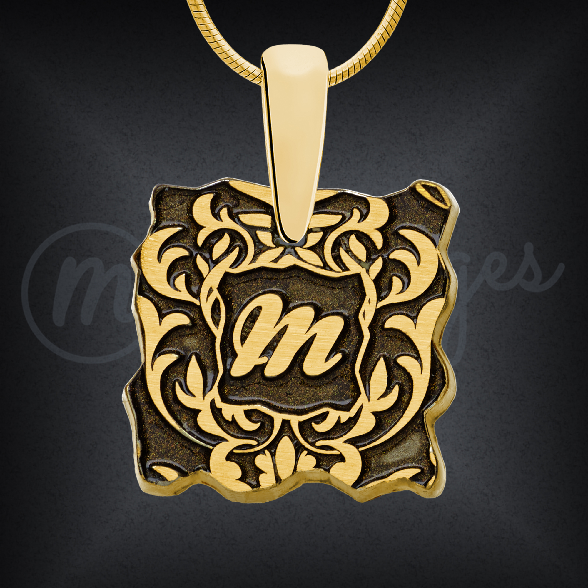 Medallion Pendant Square Gold Initial Pendant Personalized Womens