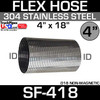 4" x 18" 304 Stainless Steel Flex Exhaust Hose HTS4150-400x18