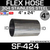 4" x 24" 304 Stainless Steel Flex Exhaust Hose HTS4150-400x24