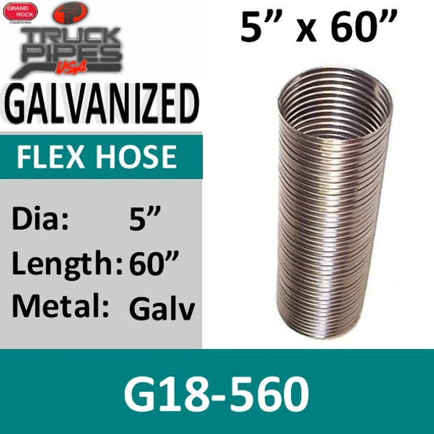 5" x 60" .018 Galvanized Exhaust Flex Hose 5262K71x5