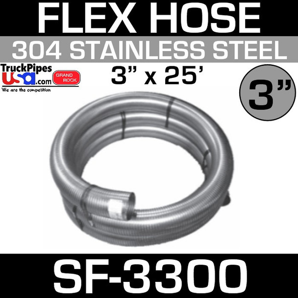 3" x 25 Foot 304 Stainless Steel Flex Exhaust Hose HTS4150-300