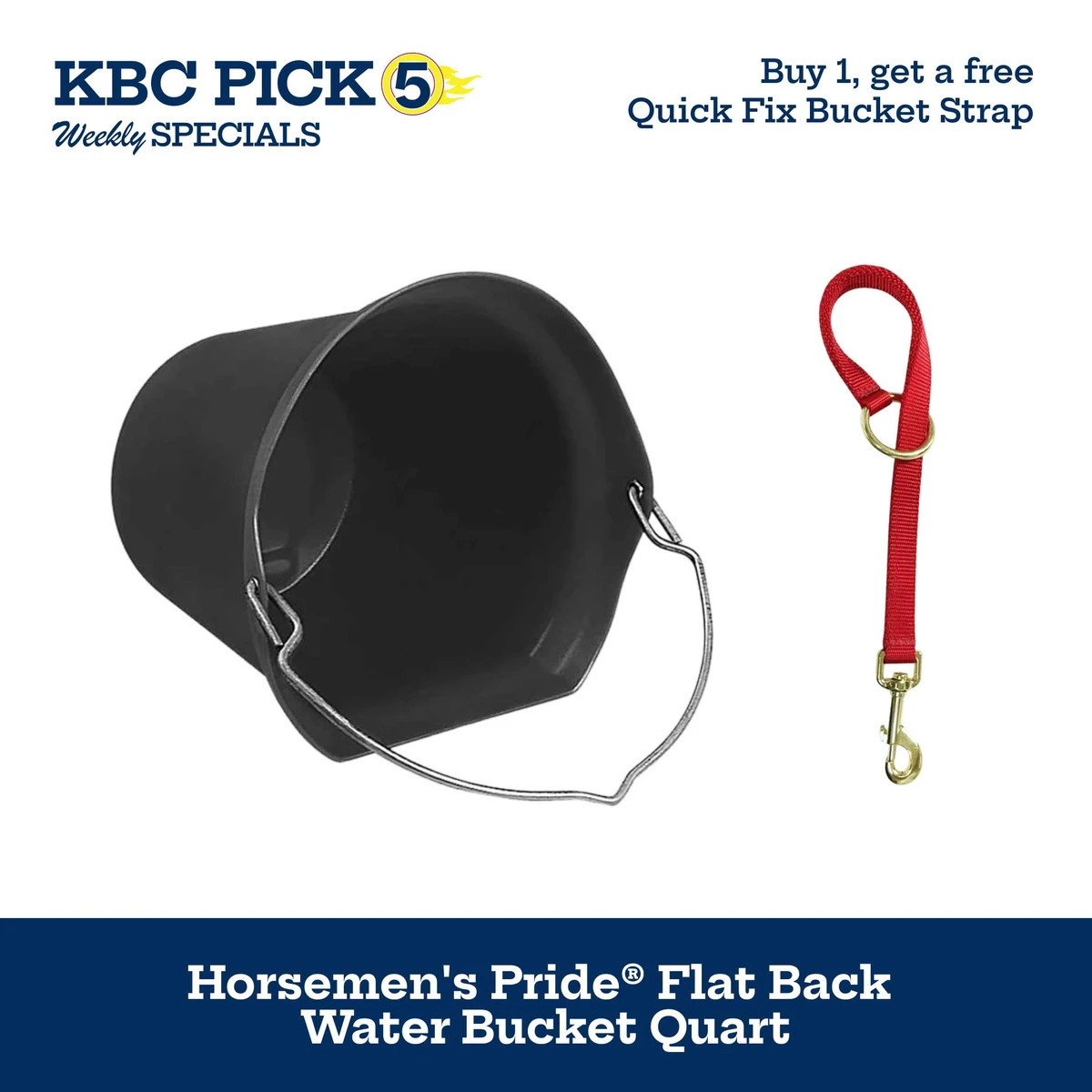 Horsemen's Pride® Flat Back Water Bucket - 20 Quart w/  Free strap with bucket purchase