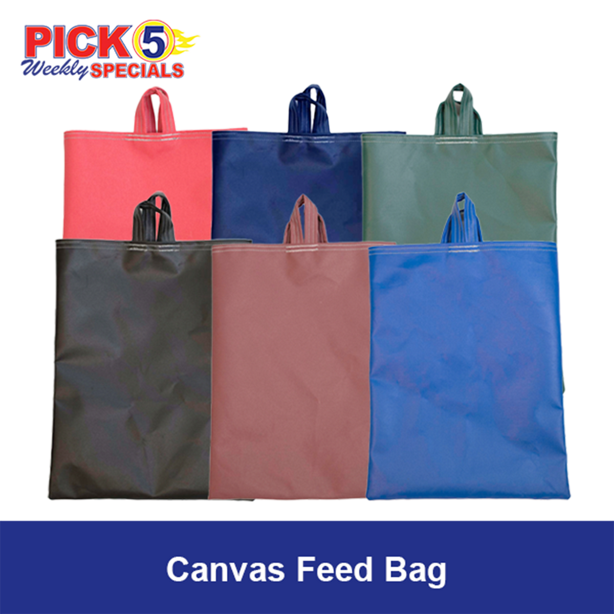 Canvas Feed Bag - Navy Blue. Sale pricing 10/12 - 10/25/25. Canvas Feed Bag - Navy Blue. Sale pricing 10/12 - 10/25/25.