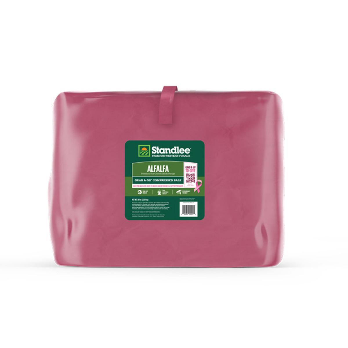 Standlee® Premium Alfalfa Grab & Go® Compressed Bale - 50 lbs *Pink Bags for Breast Cancer Awareness*