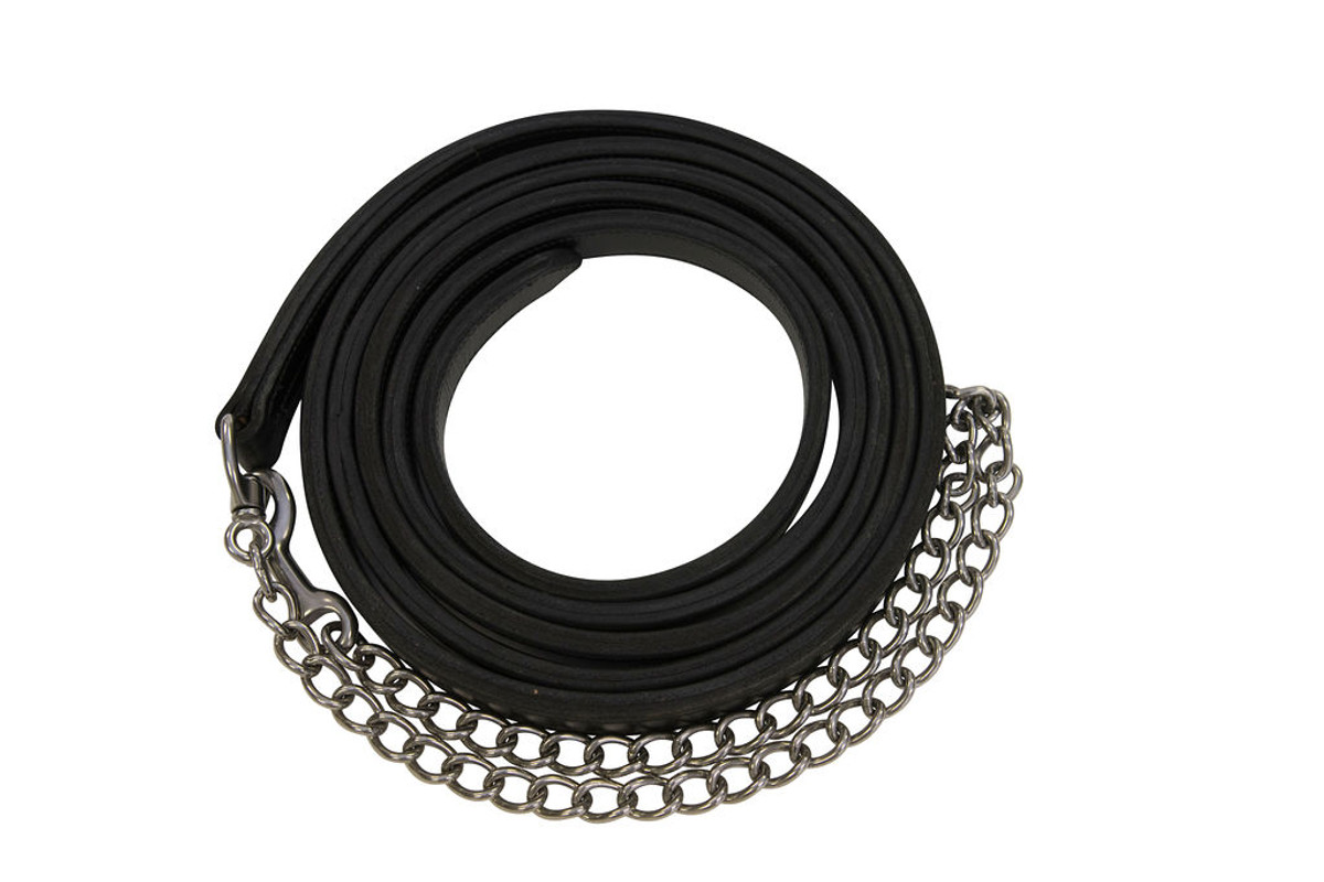 Stallion Lead Strap - Black Leather w/ 30" Chain Stallion Lead Strap - Black Leather w/ 30" Chain