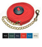 Cotton Webbed Lunge Line with Chain - 25 Foot