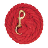 Cotton Lead Rope 10 Foot - 5/8 Inch with Large Brass Snap  RED