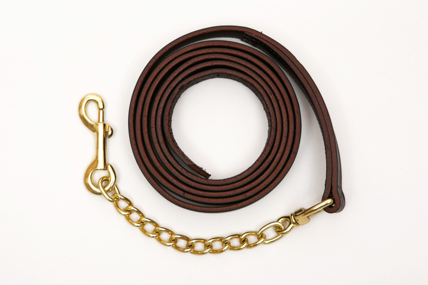 Leather Lead Strap - 12 Inch Chain