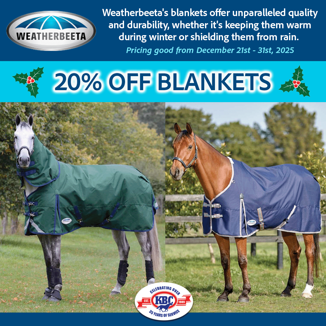 Weatherbeeta 20% off Blankets. 