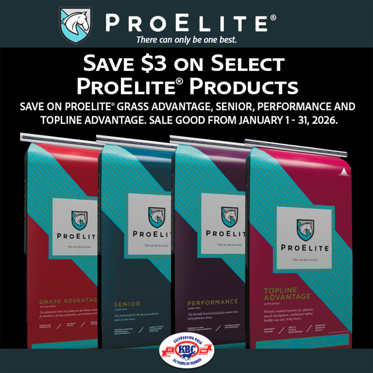 ProElite Equine Nutrition on sale $3 OFF January 2026!