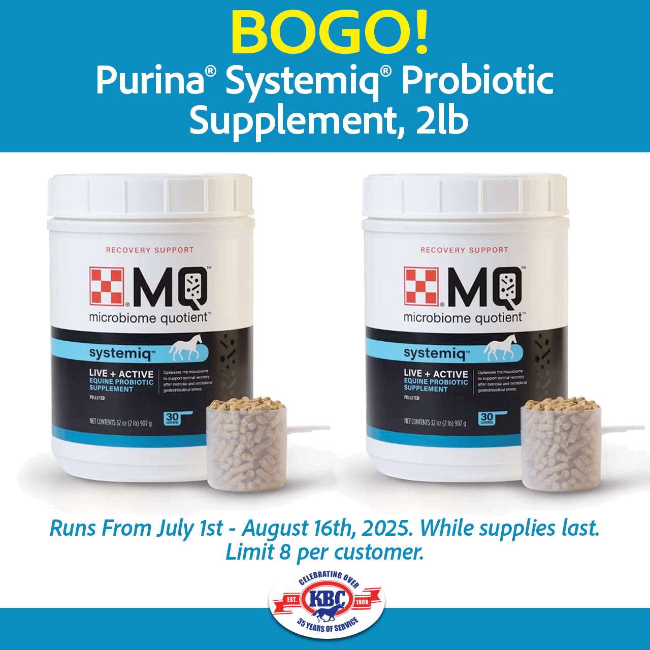 BOGO Purina MQ Systemiq Pellets Horse Probiotic Supplement 