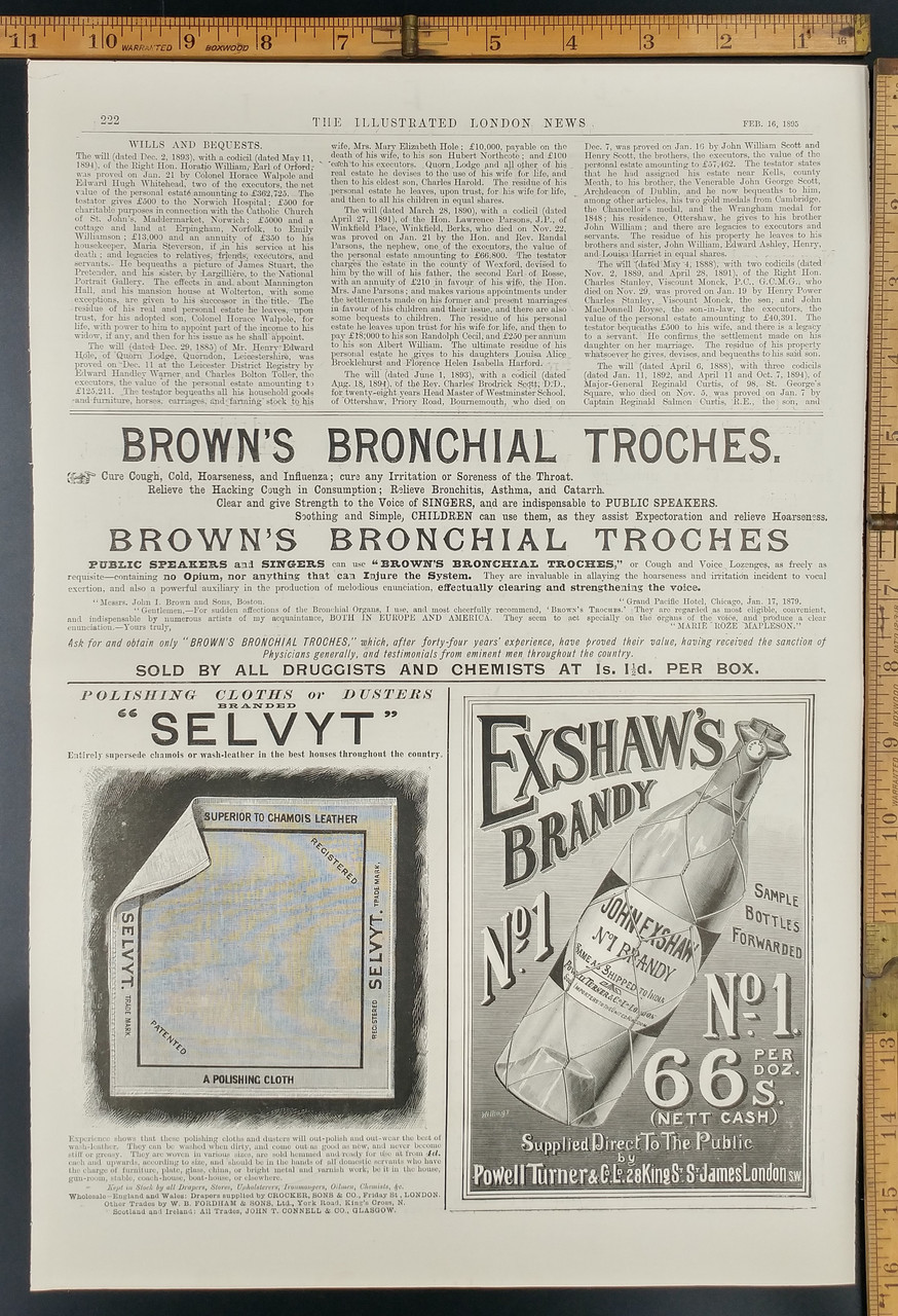 Ad For Exshaw S Brandy Selvyt Polishing Cloths Original Antique