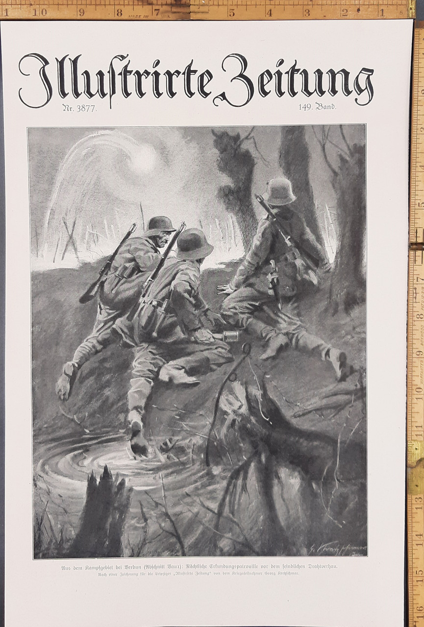 A nighttime reconnaissance patrol in front of the enemy wire, a group ...