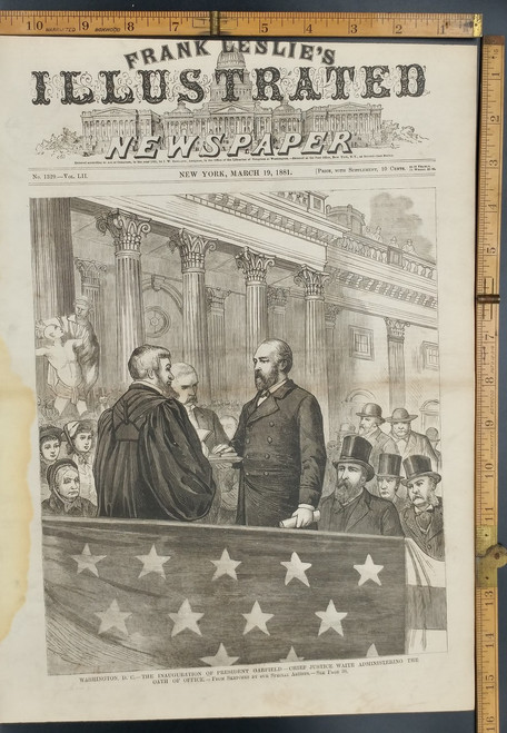 Inauguration of President Garfield at Washington D. C. Oath of Office. Original Antique Engraving AKA Print from 1881.