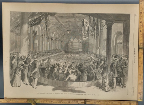 Democratic Convention at Cincinnati, Ohio. The break for Hancock. Original Antique Engraving AKA Print from 1880.