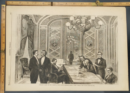 President Grant and his Cabinet at the Capitol. Original Antique Engraving AKA Print from 1877.