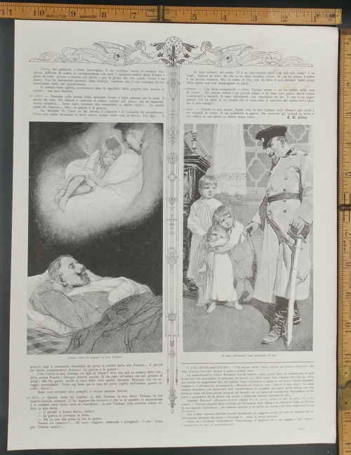 Last night I dreamed of my Tatiana. Nicholas II Tsar of Russia. Royal Family scared of dad. Original Antique print 1916.