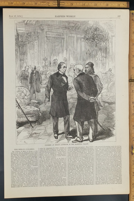 Congress at Berlin, Anteroom in the Radziwill Palace. Original Antique Print 1878.
