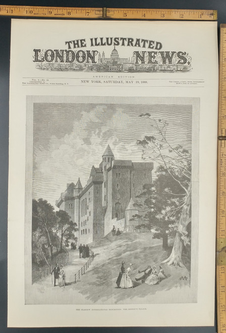 The Glasgow International Exhibition: the Bishop's Palace. Original Antique Print 1888.