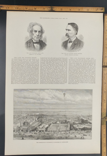 The Scandinavian Exhibition of Industries at Copenhagen. Hot air balloon. Charles Tilston Bright, Electrical Telegraph Engineer. Original Antique Print 1888.