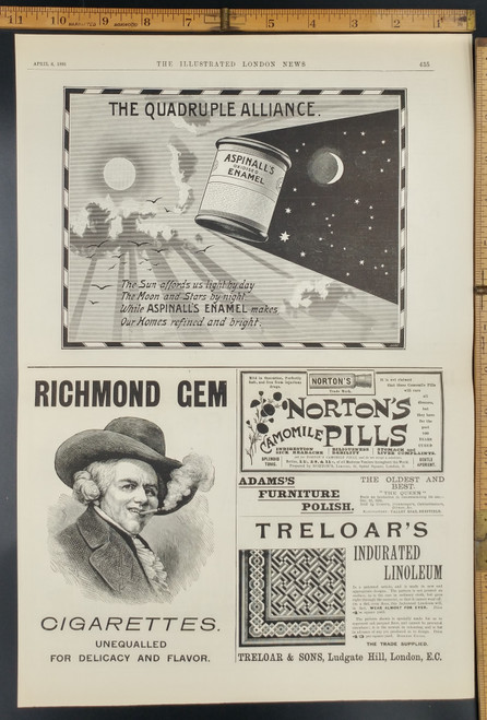 Ad for Aspinall's Oxidised Enamel. Norton's Camomile Pills. Original Antique Print from 1895.