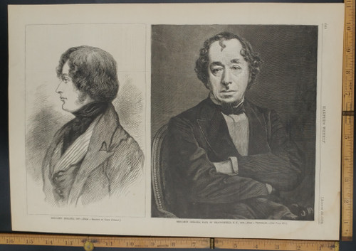 Benjamin Disraeli, Earl of Beaconsfield, K. G. Prime Minister of the United Kingdom. Original Antique Print 1878.
