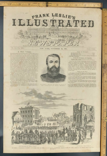 The Funeral of the Killed Fremont's Body-Guard, Under the Command of Major Zagony at Springfield, Missouri in 1861. New Court House now a Military Hospital.