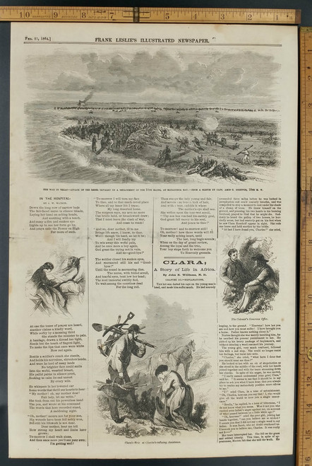 The Civil War in Texas from 1864.  Attack of the Rebel Cavalry on a Detachment of the 13th Maine, at Matagorda Bay. In the Hospital by J.W Watson.