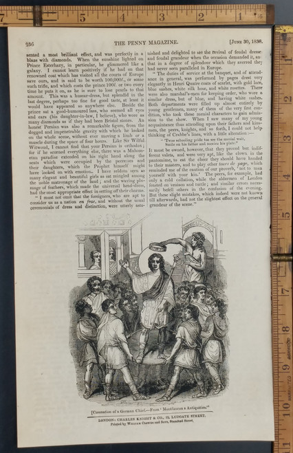 Coronation of a German Chief. Original Antique magazine print from 1838.