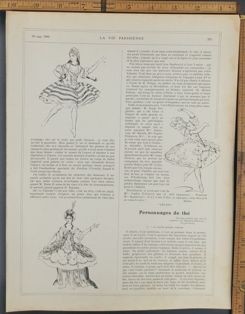 Different dancers around the world. Original Antique French print from 1909.