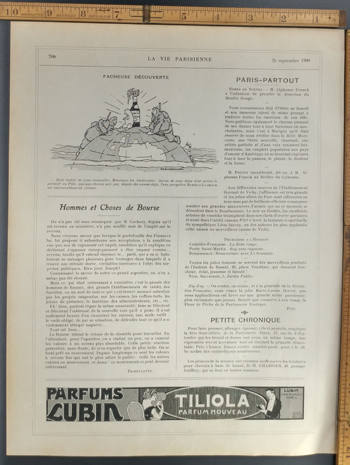 Rubinat Llorach and race to the North Pole. Add for Parfums Lubin. Old Original Antique French print from 1909.