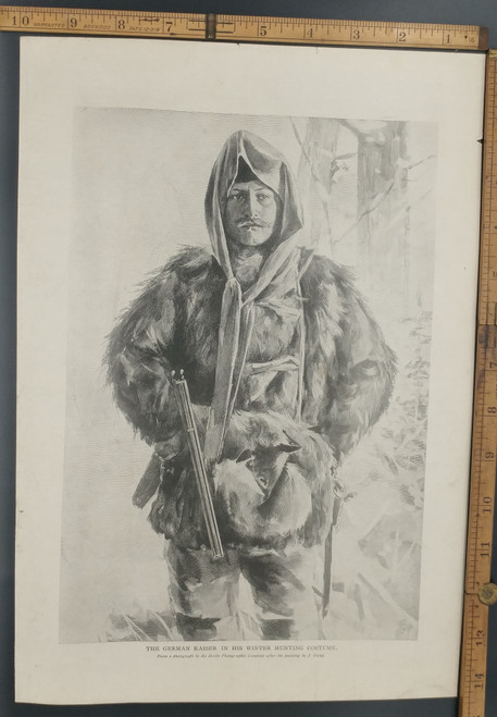 The German Kaiser in his winter hunting costume A very handsome man with a gun. Original Antique Puritan print from 1898.