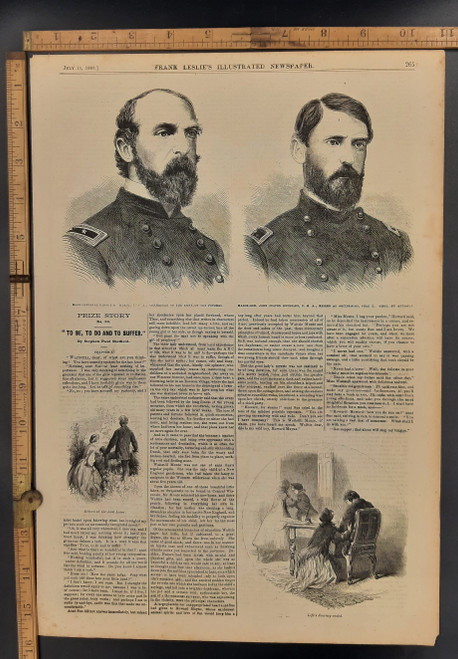 Major General George Meade commander of the army of the Potomac. Major General John Fulton Reynolds, killed at the Battle ofGettysburg. Original Antique engraving print from 1863.