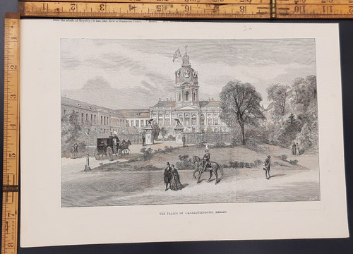 The palace of Charlottenburg in Berlin, Germany. Original Antique  print from 1888.#2