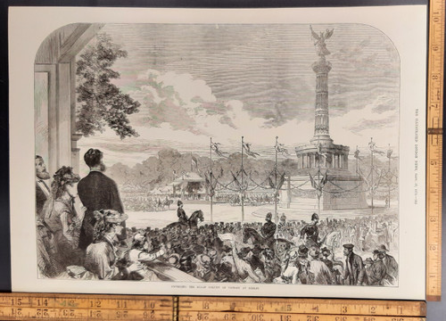 Unveiling the sedan column of victory at Berlin. Original Antique print from 1873.#8