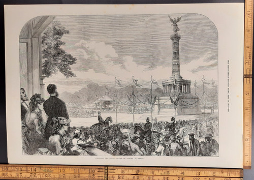 Unveiling the sedan column of victory at Berlin. Original Antique print from 1873.#11