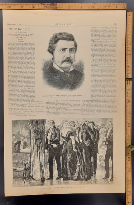 Benjamin Silliman Church, Engineer of the new Croton Aqueduct. Original Antique engraving from Harper's Weekly 1883.