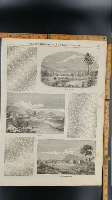Views of Barbacoas, Gorgona, and Cruces Panama from 1854. Large Antique Engraving, About 11x15