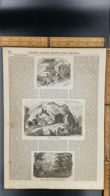 The Grotto of Ladders 1854. General View of the Great Chartreuse. Large Antique Engraving, About 11x15