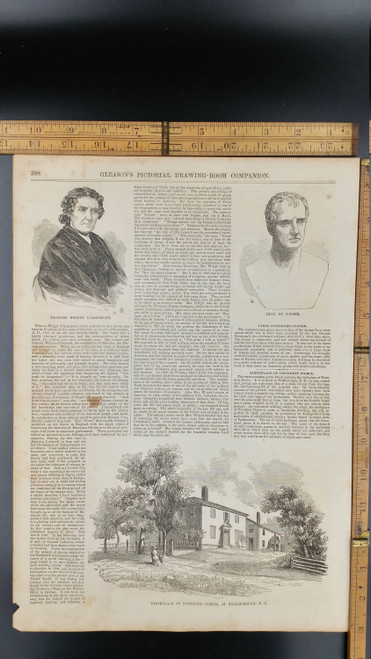 Birthplace of President Pierce, at Hillsborough, New Hampshire 1854. Frances Wright D'Arusmont. Large Antique Engraving, About 11x15