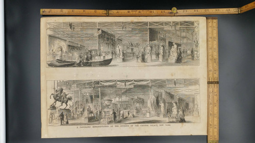 A Panoramic Representation of the Interior of the Interior of the Crystal Palace, New York 1854.#3. Large Antique Engraving, About 11x15