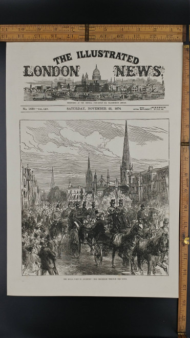 Royal Visit to Coventry: The Procession Through the Town 1874. Large Antique Engraving, Aproximately 11x16