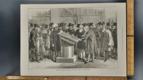International Congress of Orientalists: The Rosetta Stone at the British Museum 1874. Large Antique Engraving, Approximately 11x15.