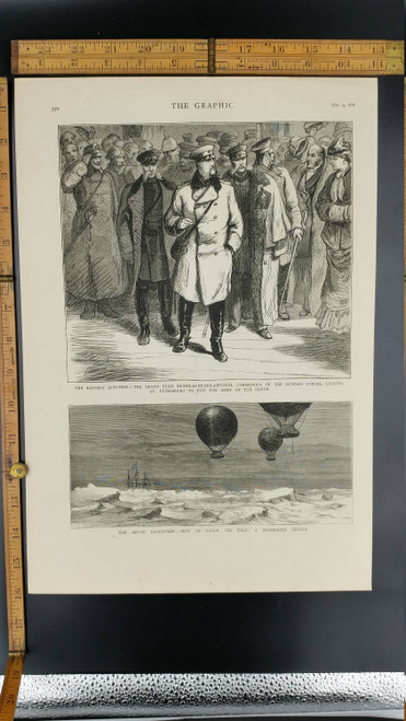 Arctic Expedition How to Reach the Pole: Suggestive Sketch 1876. Hot Air Balloon. Grand Duke Nicholas Commander of Russian Forces. Engraving