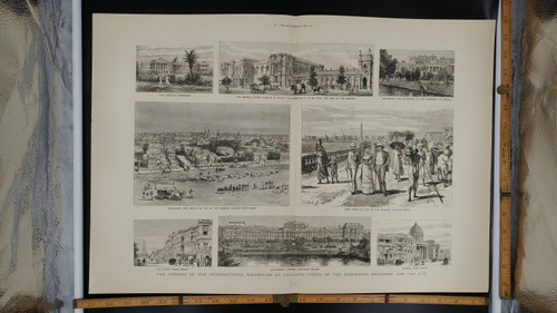 International Exhibition at Calcutta Views of the City and Buildings.The Imperial Indian Museum 1883. Extra Large Antique Engraving.